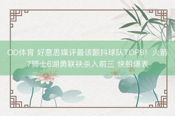 OD体育 好意思媒评最该颤抖球队TOP8！火箭7骑士6湖勇联袂杀入前三 快船爆表